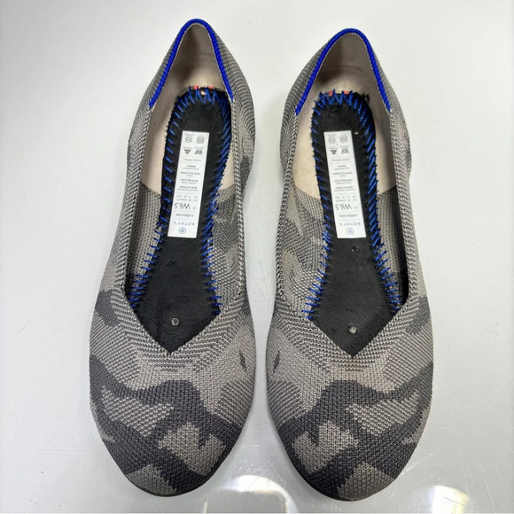 Rothy’s Round Toe Gray Camo Neon Heel Stripe Flats Retired Rare Size 6.5 - Picture 3 of 13